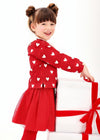 Girls Red Heart Print Skirt Set
