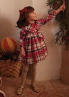 Girls Red & Ivory Check Christmas Dress