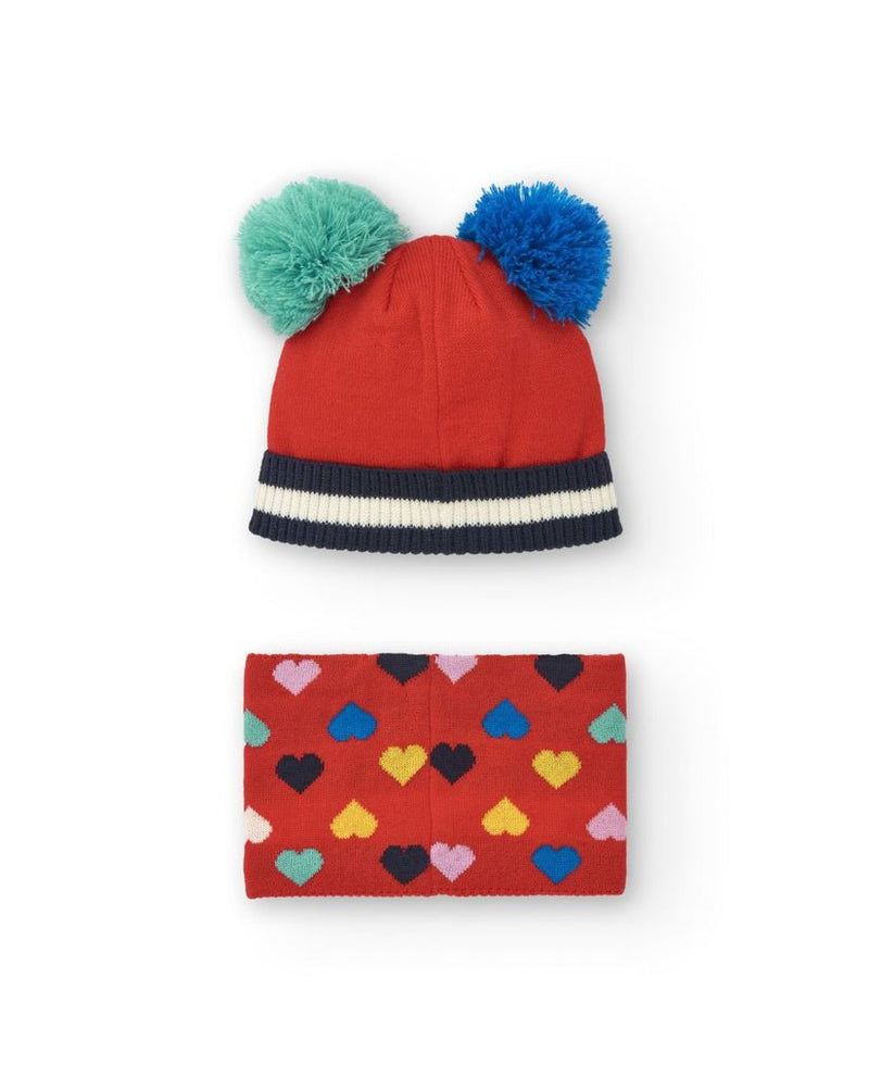 Girls' Red Knitted Hat & Scarf Set (Tuc Tuc)