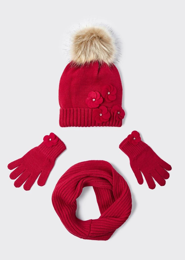 Girls Red Knitted Hat Set (Mayoral)