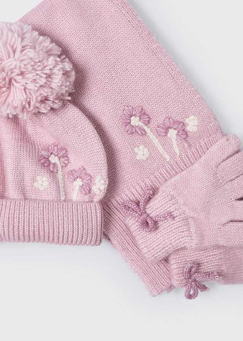 Girls' Rose Pink Hat, Scarf, & Gloves Set (Mayoral)