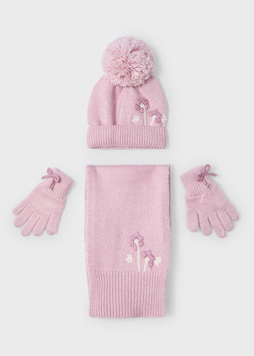 Girls' Rose Pink Hat, Scarf, & Gloves Set (Mayoral)