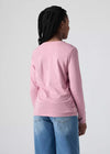 Girls Rose Pink Long Sleeve Batwing Logo T-Shirt