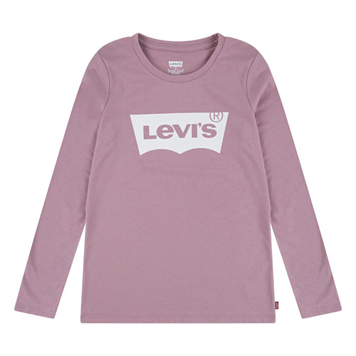 Girls Rose Pink Long Sleeve Batwing Logo T-Shirt