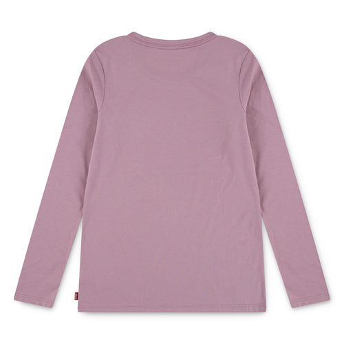 Girls Rose Pink Long Sleeve Batwing Logo T-Shirt