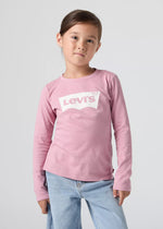 Girls Rose Pink Long Sleeve Batwing Logo T-Shirt