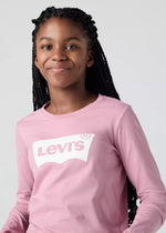 Girls Rose Pink Long Sleeve Batwing Logo T-Shirt