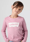 Girls Rose Pink Long Sleeve Batwing Logo T-Shirt