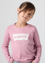 Girls Rose Pink Long Sleeve Batwing Logo T-Shirt
