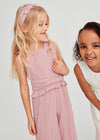 Girls Rose Pleated Gauze Jumpsuit