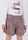 Girls' Sausage Dog Top & Plaid Shorts Set (Mayoral)