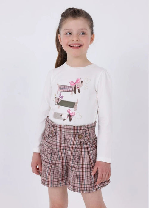 Girls' Sausage Dog Top & Plaid Shorts Set (Mayoral)