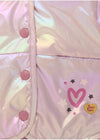 Girls Shiny Pink Metallic - Effect Parka with Hood