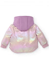 Girls Shiny Pink Metallic - Effect Parka with Hood