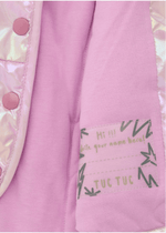 Girls Shiny Pink Metallic - Effect Parka with Hood