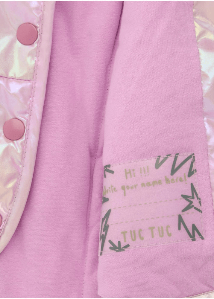 Girls Shiny Pink Metallic - Effect Parka with Hood