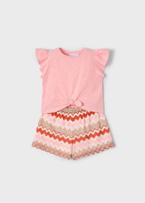 Girls Short Set with Zigzag Pattern Shorts