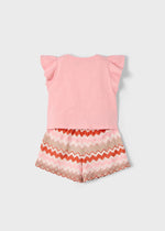 Girls Short Set with Zigzag Pattern Shorts