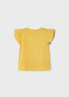 Girls Short Sleeve Yellow T-Shirt Zebra Embroidery