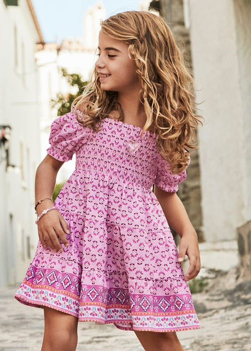 Girls Smocked Floral Dress