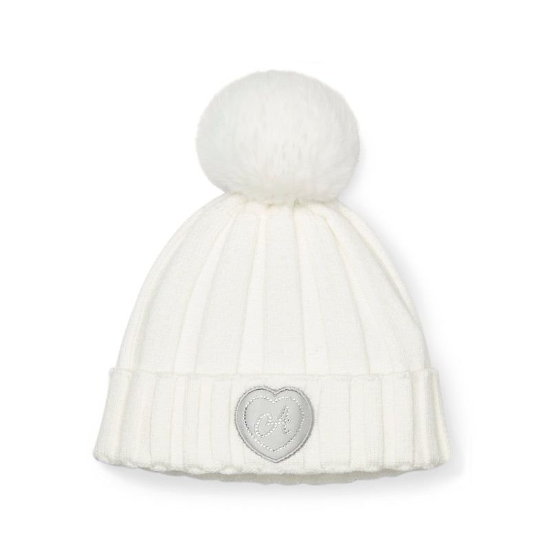 Girls Snow White Pom Pom Knitted Hat