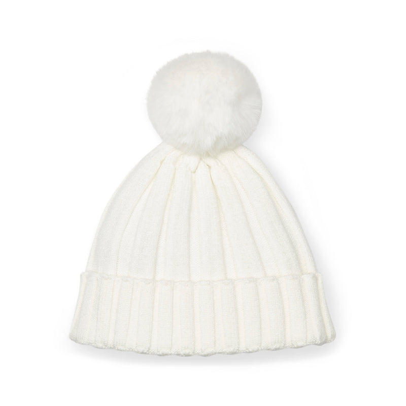 Girls Snow White Pom Pom Knitted Hat