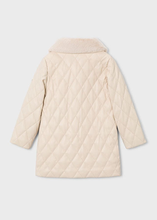 Girls Soft Quilted Cream Coat