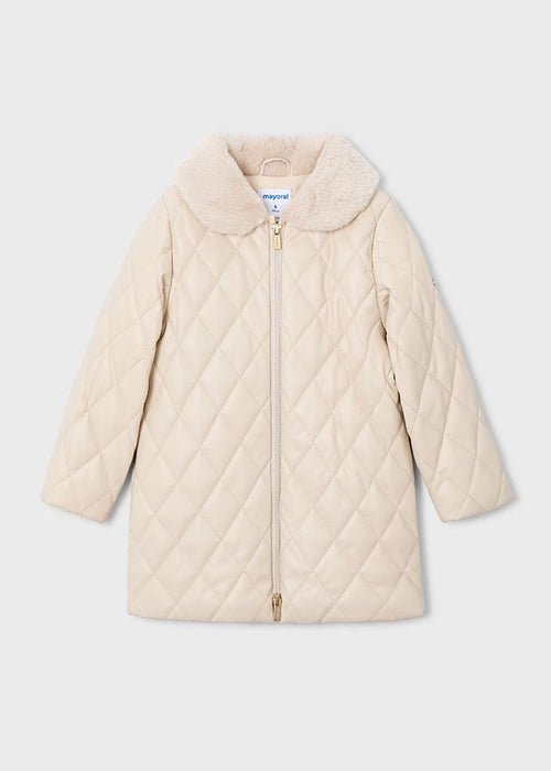 Girls Soft Quilted Cream Coat