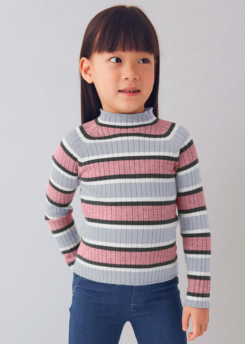 Girls Striped Rib Turtleneck Top