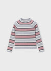 Girls Striped Rib Turtleneck Top