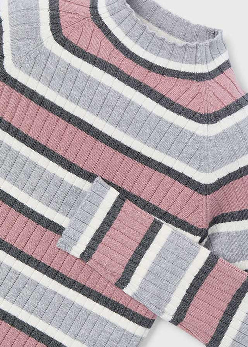 Girls Striped Rib Turtleneck Top