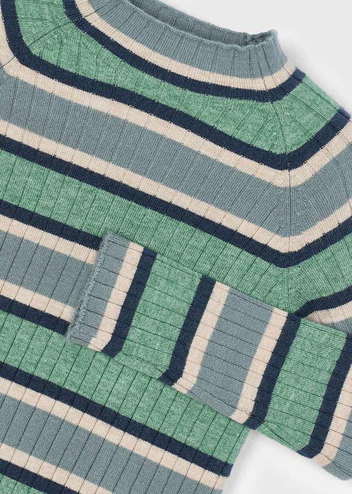 Girls Striped Rib Turtleneck Top