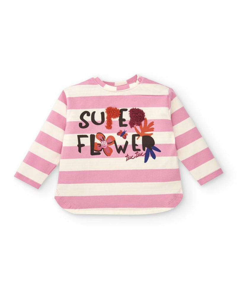 Girls' Super Flower Striped Long Sleeve T-Shirt (Tuc Tuc)