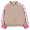 Girls Taupe Sweatshirt with Sequin Sleeve Stripes