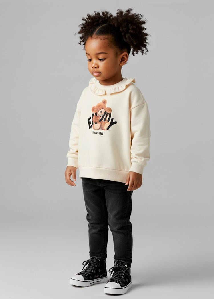 Girls Teddy Bear Ruffle Sweatshirt