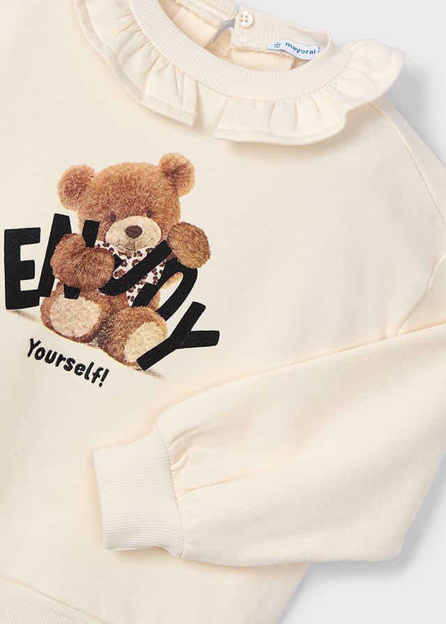 Girls Teddy Bear Ruffle Sweatshirt
