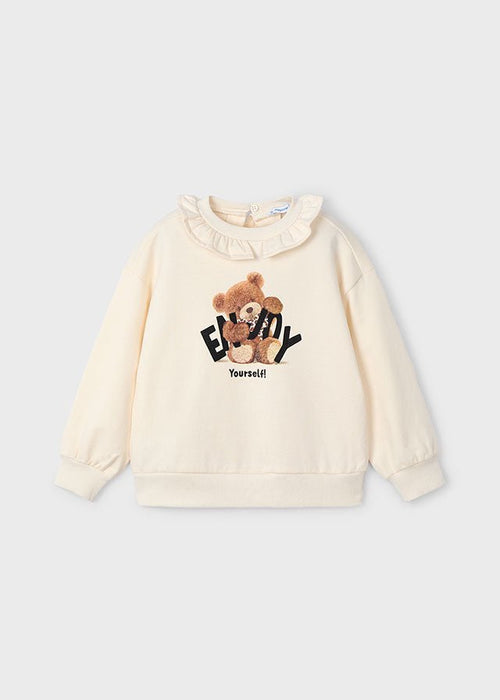 Girls Teddy Bear Ruffle Sweatshirt
