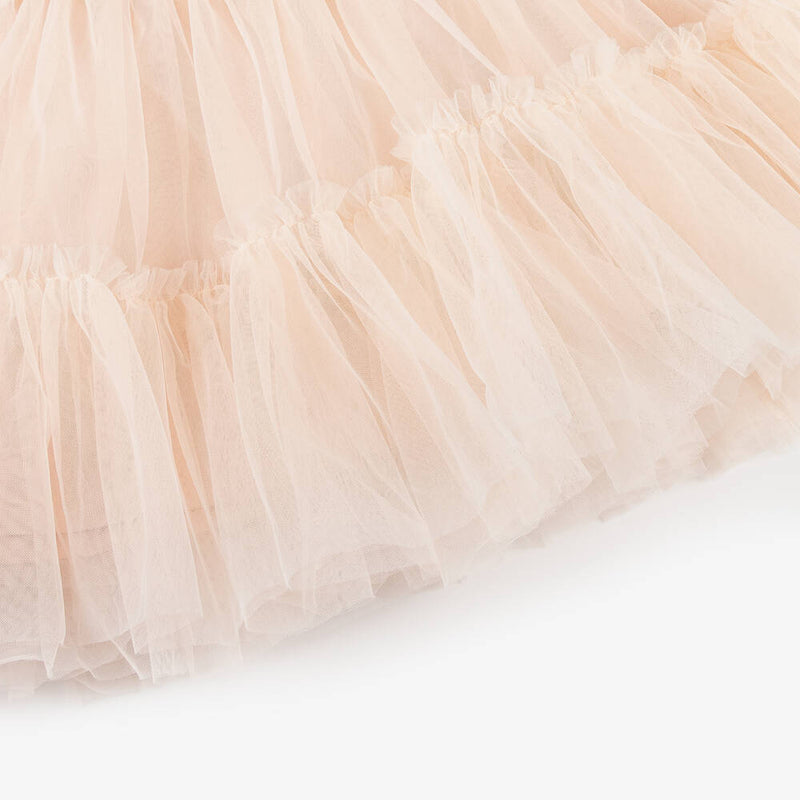 Girl's Tulle Overlay Short - Sleeve Dress