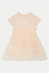 Girls Tulle Overlay Short - Sleeve Dress