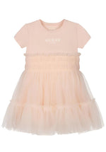 Girl's Tulle Overlay Short - Sleeve Dress