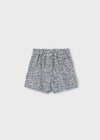 Girls Tweed Bermuda Shorts with Navy Velvet Bow