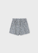 Girls Tweed Bermuda Shorts with Navy Velvet Bow
