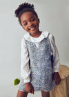 Girls Tweed Pinafore Dress with Velvet Bows