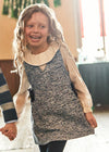 Girls Tweed Pinafore Dress with Velvet Bows