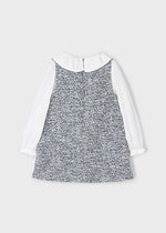 Girls Tweed Pinafore Dress with Velvet Bows