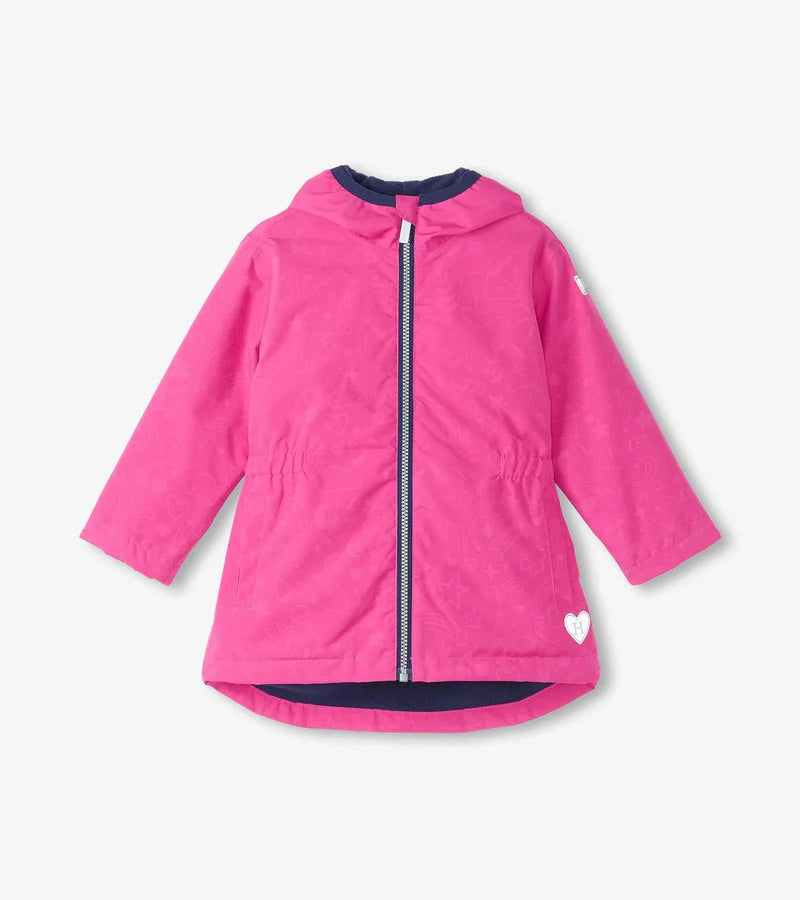 Girls Unicorn Doodle Zip - Up Lightweight Rain Jacket (Hatley)