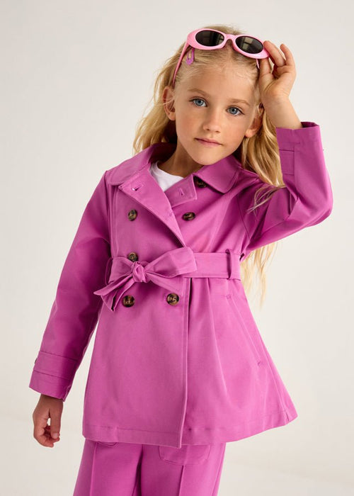 Girls Vibrant Pink Trench Coat