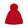 Girls Vibrant Red Pom Pom Knitted Hat