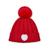 Girls Vibrant Red Pom Pom Knitted Hat