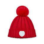 Girls Vibrant Red Pom Pom Knitted Hat